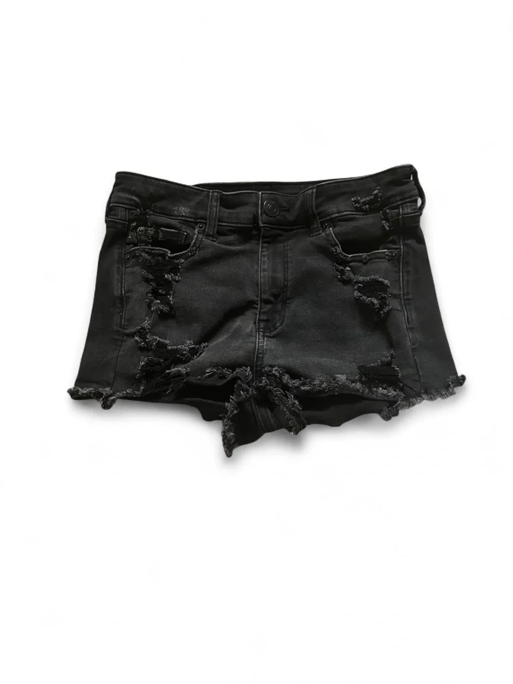 American Eagle Outfitters Black Distressed Denim Shorts
